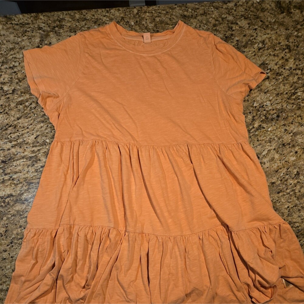 Old Navy Women's Tiered Mini Swing T-Shirt Dress XXL | Soft Peach-Orange
